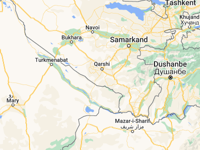 Map showing location of Yangi-Nishon Shahri (38.64501, 65.68952)