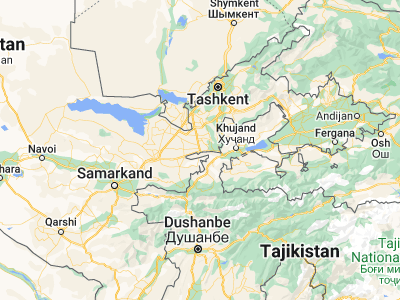 Map showing location of Yangiyer (40.275, 68.8225)