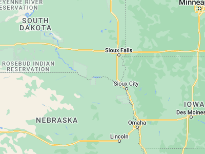 Map showing location of Yankton (42.87111, -97.39728)