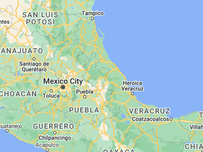 Map showing location of Yaonáhuac (19.87076, -97.46587)