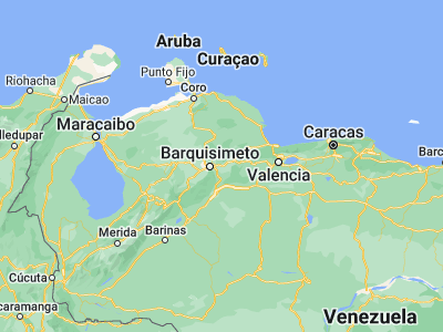 Map showing location of Yaritagua (10.08, -69.12611)
