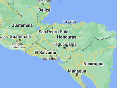 Map showing location of Yarumela (14.33333, -87.63333)