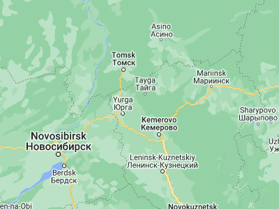 Map showing location of Yashkino (55.8736, 85.4265)