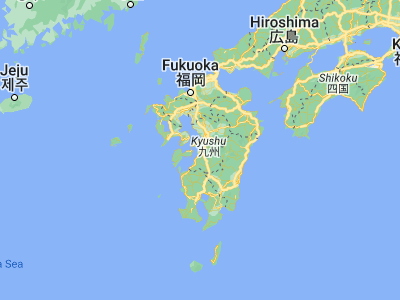 Map showing location of Yatsushiro (32.5, 130.6)