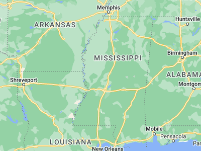 Map showing location of Yazoo City (32.85513, -90.40565)