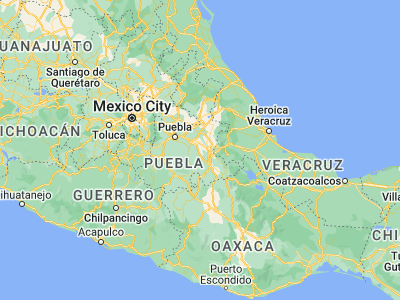 Map showing location of Yehualtepec (18.79504, -97.66248)