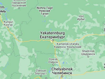 Map showing location of Yekaterinburg (56.8575, 60.6125)