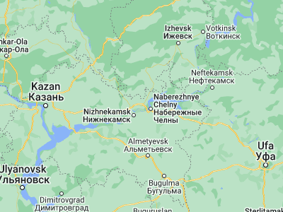 Map showing location of Yelabuga (55.76127, 52.06493)