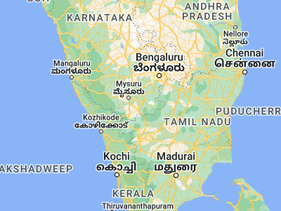 Map showing location of Yelandūr (12.06667, 77.03333)