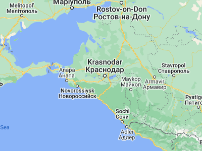 Map showing location of Yelizavetinskaya (45.04446, 38.7958)