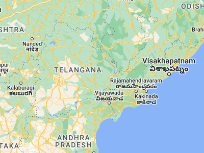 Map showing location of Yellandu (17.6, 80.33333)