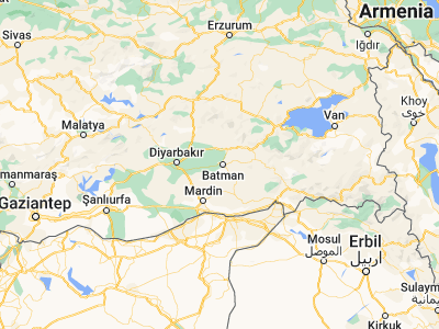 Map showing location of Yeniköy (37.88111, 41.04972)