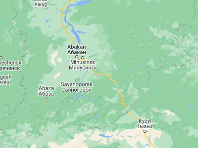 Map showing location of Yermakovskoye (53.27545, 92.40021)