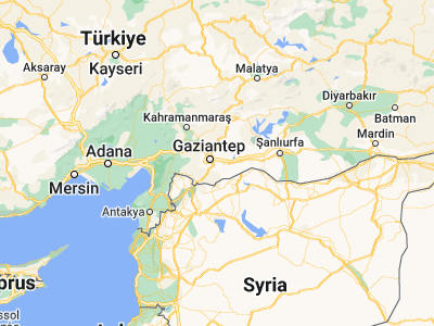 Map showing location of Yeşildere (36.98528, 37.50722)
