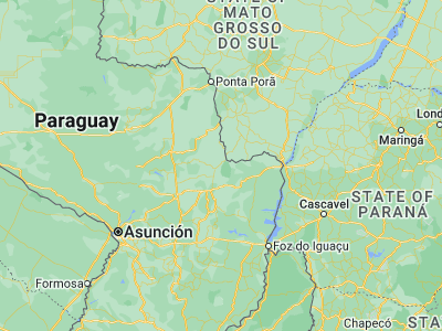 Map showing location of Ygatimí (-24.08333, -55.5)