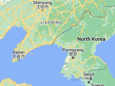 Map showing location of Yŏmju-ŭp (39.89333, 124.59806)