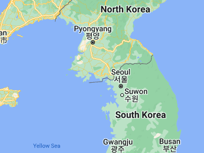 Map showing location of Yŏnan-ŭp (37.90889, 126.16111)