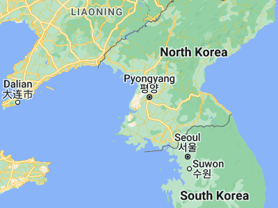 Map showing location of Yonggang-ŭp (38.85611, 125.42444)
