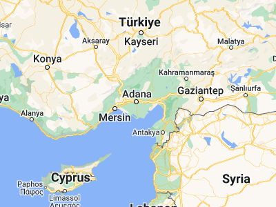 Map showing location of Yüreğir (36.97439, 35.35916)