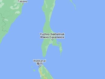 Map showing location of Yuzhno-Sakhalinsk (46.95407, 142.73603)