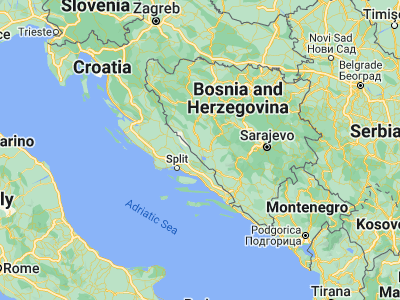 Map showing location of Zabrišće (43.79224, 16.94224)