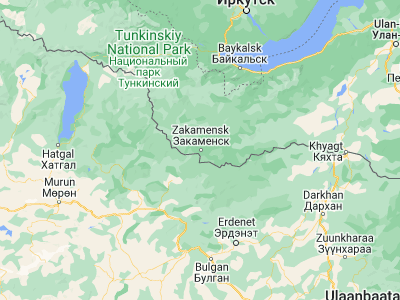 Map showing location of Zakamensk (50.3741, 103.2863)