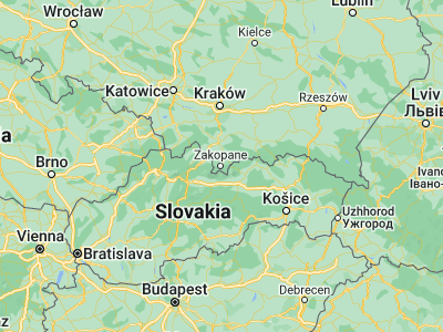 Map showing location of Zakopane (49.29899, 19.94885)