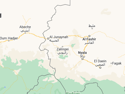 Map showing location of Zalingei (12.9096, 23.47406)