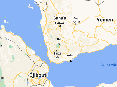 Map showing location of Z̧almat al ‘Alyā (14.1023, 44.09404)