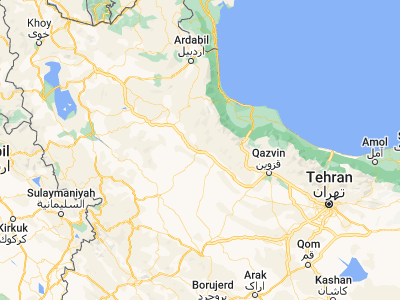 Map showing location of Zanjān (36.6736, 48.4787)
