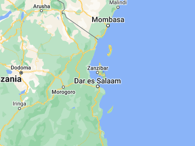 Map showing location of Zanzibar (-6.16394, 39.19793)