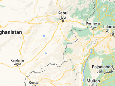 Map showing location of Zaṟah Sharan (33.14667, 68.79167)