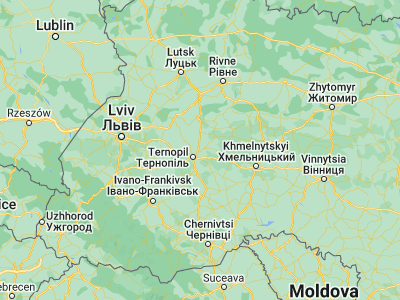 Map showing location of Zbarazh (49.66357, 25.77616)
