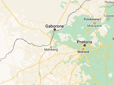 Map showing location of Zeerust (-25.53695, 26.07512)