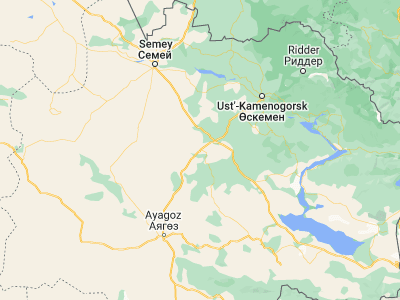 Map showing location of Zhalghyztobe (49.21094, 81.21596)