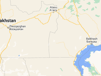 Map showing location of Zhambyl (47.20694, 71.39694)