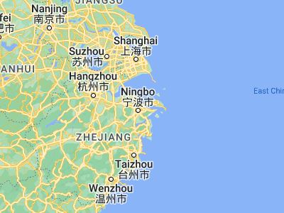 Map showing location of Zhaobaoshan (29.9695, 121.68753)