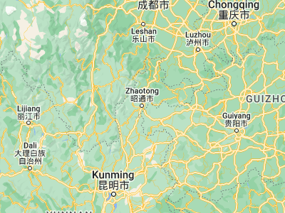 Map showing location of Zhaotong (27.31667, 103.71667)