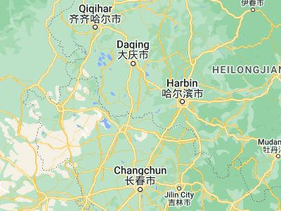 Map showing location of Zhaozhou (45.68333, 125.31667)