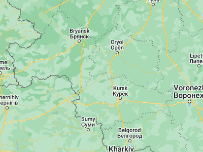 Map showing location of Zheleznogorsk (52.331, 35.3711)