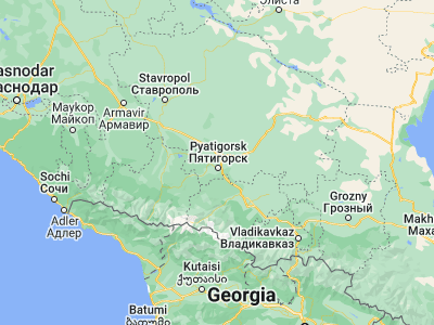 Map showing location of Zheleznovodsk (44.13944, 43.01972)