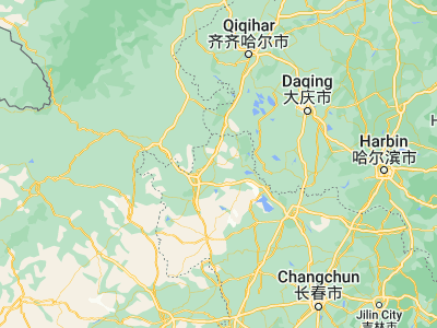 Map showing location of Zhenlai (45.84955, 123.2973)
