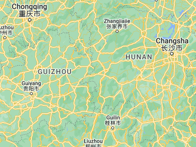 Map showing location of Zhijiang (27.45814, 109.6592)