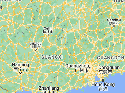 Map showing location of Zhongshan (24.53333, 111.3)