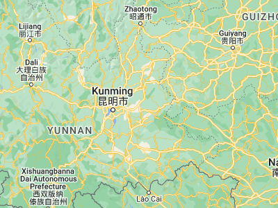 Map showing location of Zhongshu (25.0273, 103.66298)
