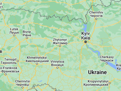 Map showing location of Zhytomyr (50.26487, 28.67669)