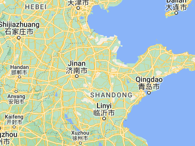 Map showing location of Zibo (36.79056, 118.06333)