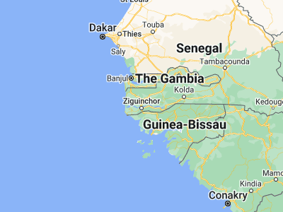 Map showing location of Ziguinchor (12.58333, -16.27194)