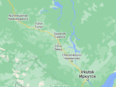 Map showing location of Zima (53.9202, 102.0442)