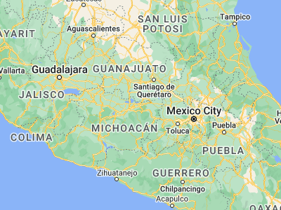 Map showing location of Zinapécuaro (19.86101, -100.82678)